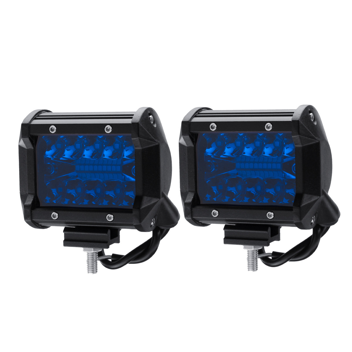 4'' Inch Tri-Row 60W 720LM 20LED Work Light Bar Flood Spot Combo Fog Lamp Blue for Offroad SUV