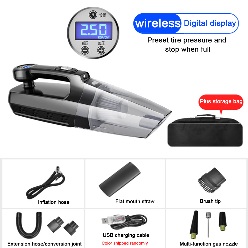 5500Pa 2 in 1 Car Vacuum Cleaner + Inflator Pump with Digital Display Portable 4 in 1 Function Household Car Auto Inflatable Air Compressor
