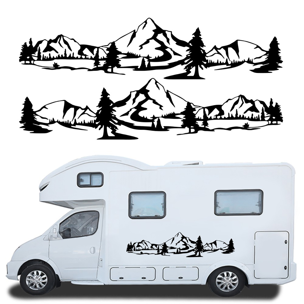 2PCS Side Body Stickers Decal Mountain Forest for Camper Van Motorhome off Road Car - Auto GoShop