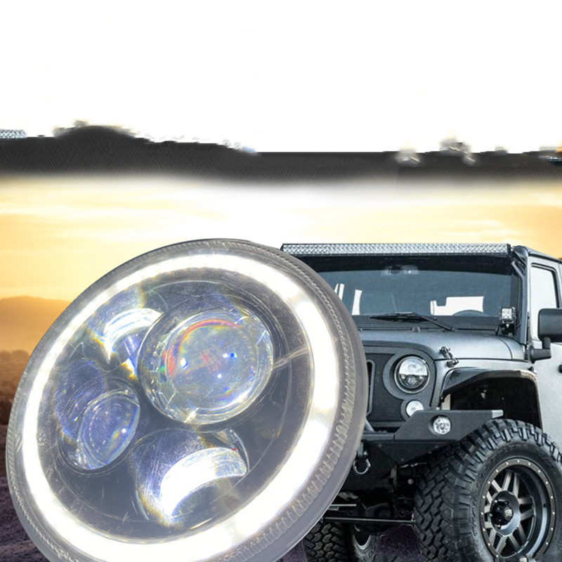 7 Inch LED Headlight DRL Hi/Lo Beam 60W Halo Ring Angel Eye Car Light for Jeep for Wrangler