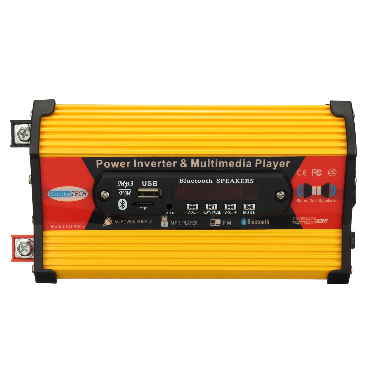 300W 12V to 220V/110V DC 10V~15V Car Inverter Power Supply Modified Sine Wave with MP3 Music Radio Bluetooth Function