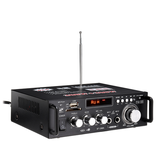 HIFI 220V 12V CH2.0 Home Car Amplifier Bluetooth Signal to Noise Ratio 90BP with Remote Control - Auto GoShop