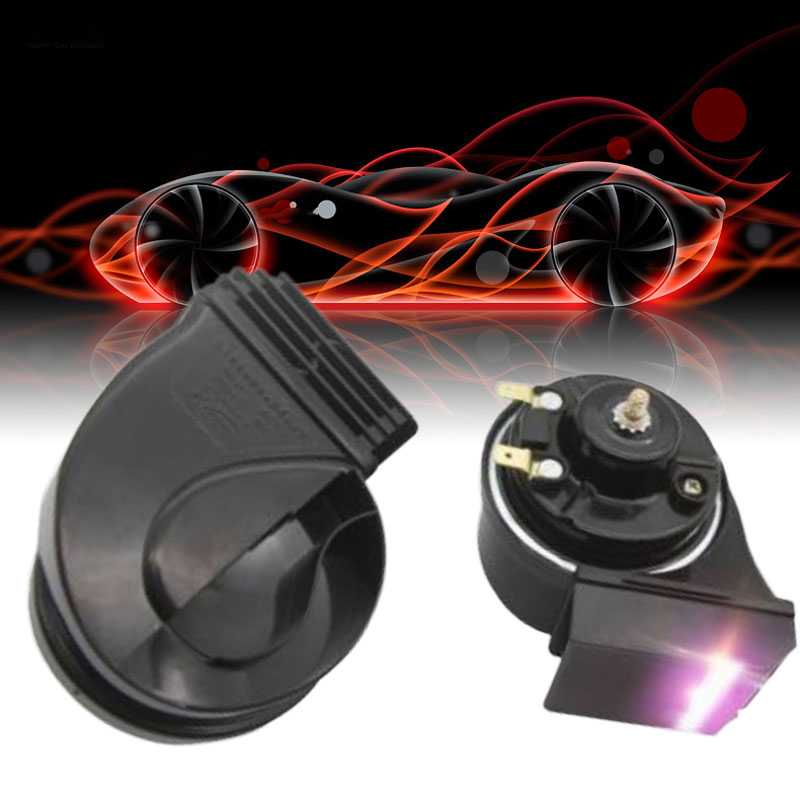 12V 10A 110Db 50W Motorcycle Snail Horns with LED Lamp Steel - Auto GoShop