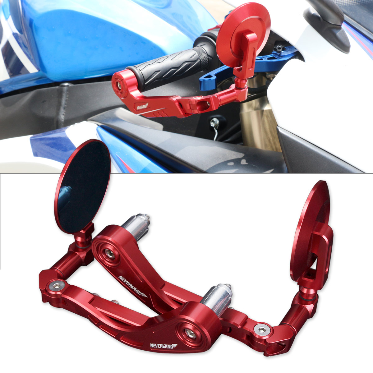 NEVERLAND 22Mm 7/8Inch Motorcycle Adjustable Aside Bar End Mirrors Brake Clutch Lever Guard Protector