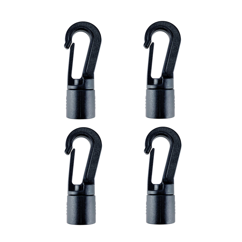 BSET MATEL 4PCS Kayak Plastic Buckle Bungee Shock Tie Cord Hook Quick Connect Rope Terminal Hanging Ends Lock Clip Clothesline Elastic Cord