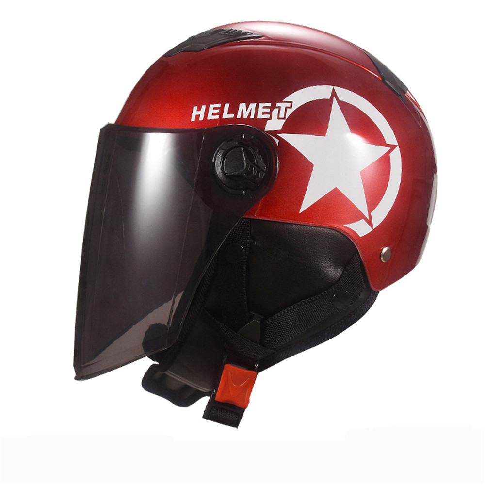 Universal Unisex Motorcycle Scooter Half Face Helmet with Brown Lens Breathable - Auto GoShop