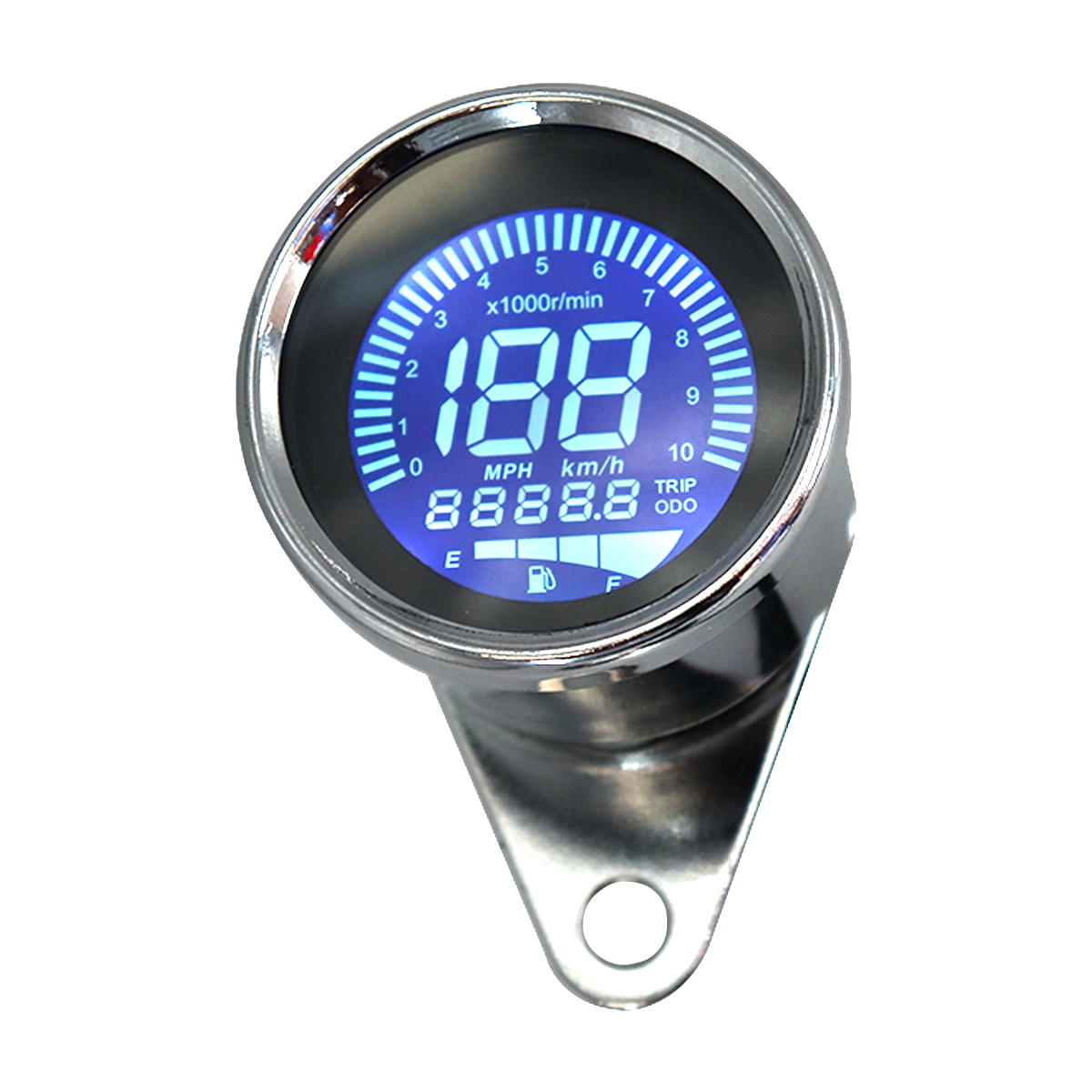 4 in 1 Motorcycle Digital Odometer Speedometer Tachometer RPM Fuel Level Gauge MPH KM/H 7 Colors Universal - Auto GoShop