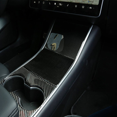 Real Carbon Fiber Interior Water Cup Holder Cover Trim for Tesla Model 3