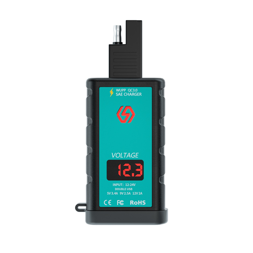 12V-24V Waterproof SAE to USB Dual Port Charger Adapter with Voltmeter On/Off Switch 1M Cable Motorcycle Accessories