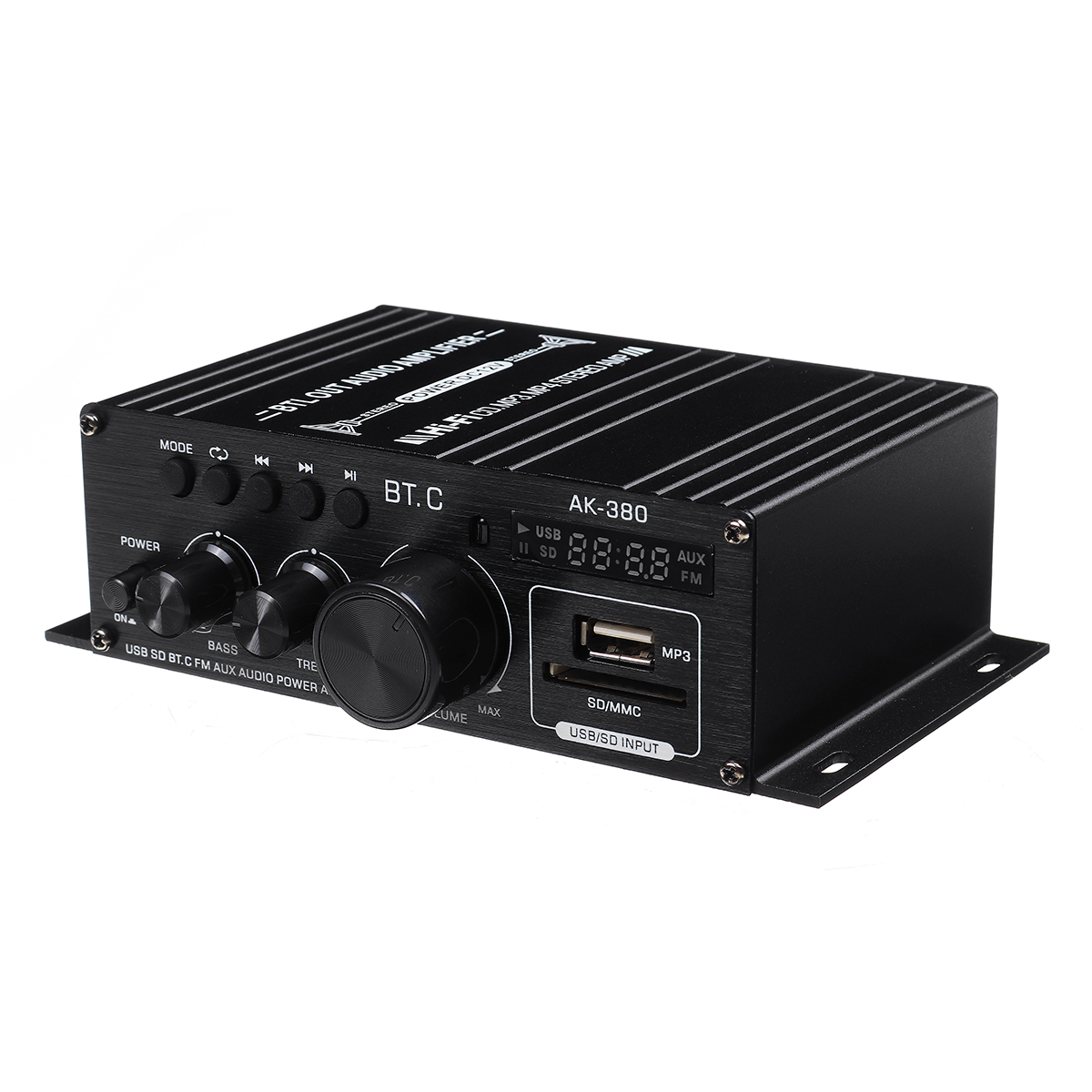 12V 40W+40W Ak380 Bluetooth Car Home 12V/220V Power Amplifier Hifi Audio Stereo Amp