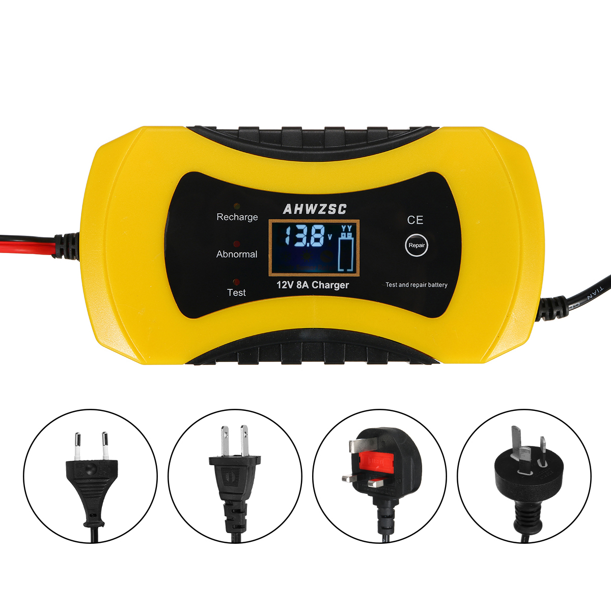 12V 8A LCD Pulse Repair Battery Charger for Car Motorcycle AGM Gel Wet Lead Acid