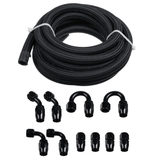 5M AN10-10AN Nylon Stainless Steel Braided Fuel Hose End Adapter Kit Oil Line