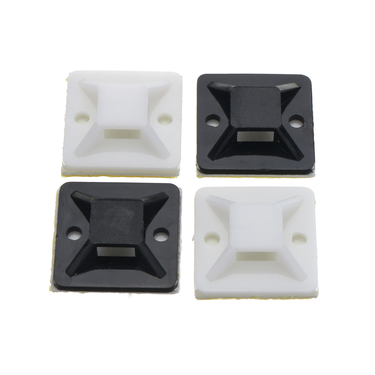 100Pcs/Pack 20X20Mm Self-Adhesive Zip Tie Cable Wire Mounts Clamps Wall Holder - Auto GoShop