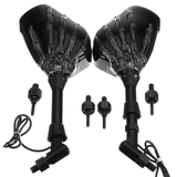 8Mm 10Mm Pair Skull Hand LED Turn Signal Motorcycle Mirrors for Harley Cruiser
