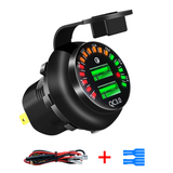 QC3.0 Dual USB Charger Quick Charge Socket Adapter Power Outlet with Voltmeter Display for Car Motorcycle Boat