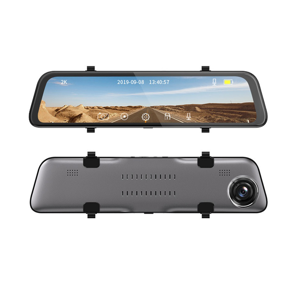 E-ACE 12 Inch 2K Car DVR Stream Media Rearview Mirror Night Vision Dash Cam Video Recorder Auto Registrar Support 1080P Rear View Camera - Auto GoShop