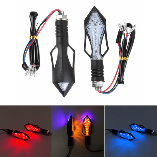 2Pcs Motorcycle Turn Signal Lights ABS Plastic Material Red Yellow Blue