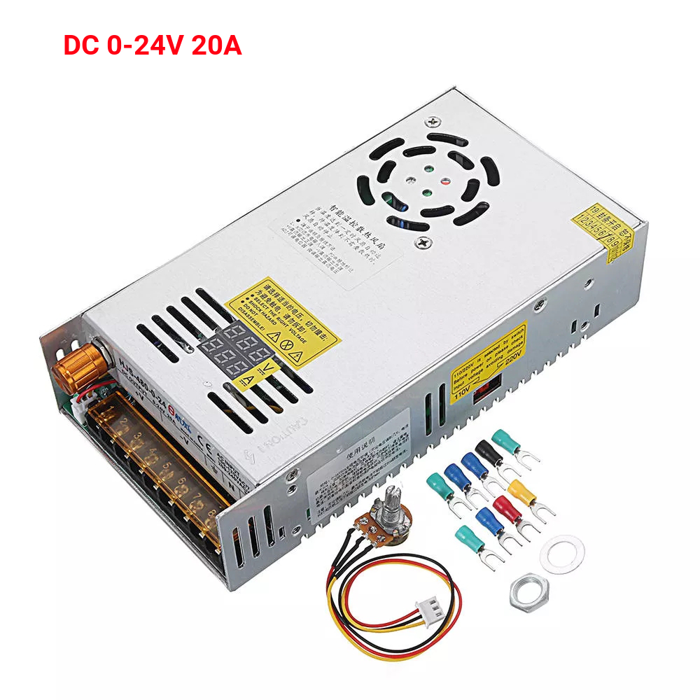 HJS Switching Power Supply SMPS Transformer AC 110/220V to DC 0-12/24/36/48V 480W with Dual LCD Digital Display