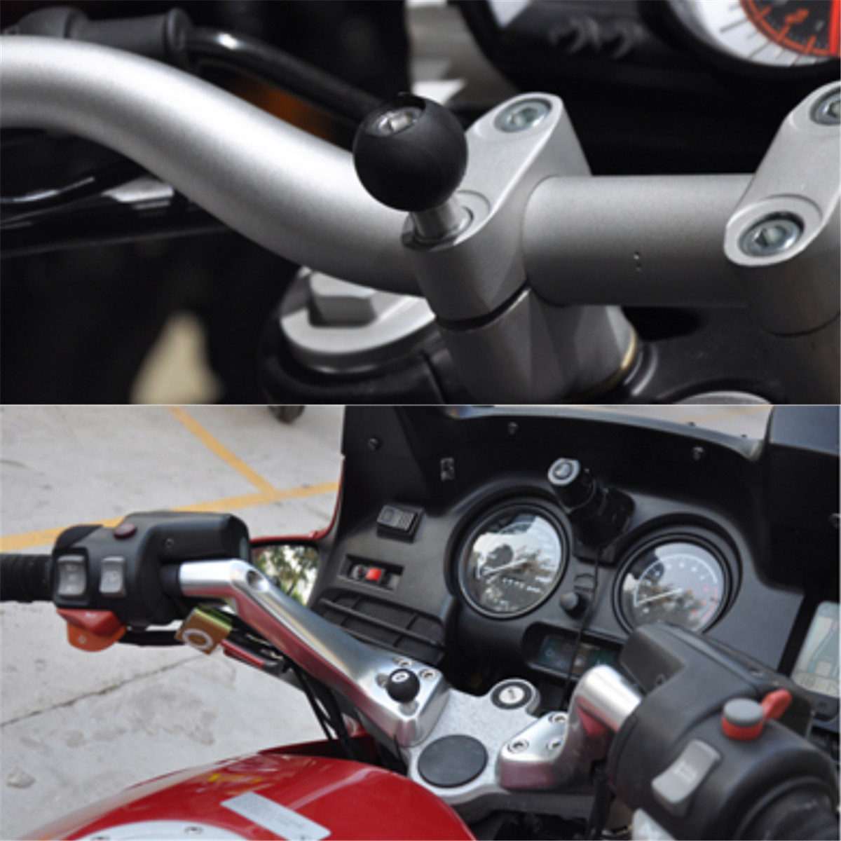Motorcycle Handlebar Clamp Base with 1 Inch Ball M8 Screws Kit Set for RAM-B-367U