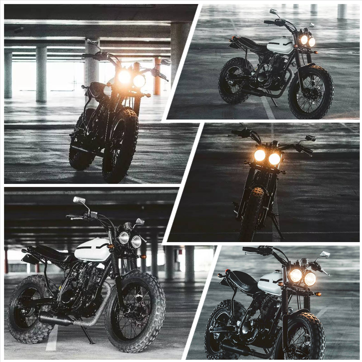 12V Hi/Lo Beam Black Twin Headlight Motorcycle Double Dual Lamp Street Angel Eyes Fighter Naked Dominator - Auto GoShop
