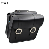 Pair Motorcycle Saddle Bags Cool PU Leather Waterproof Back Fashion Black