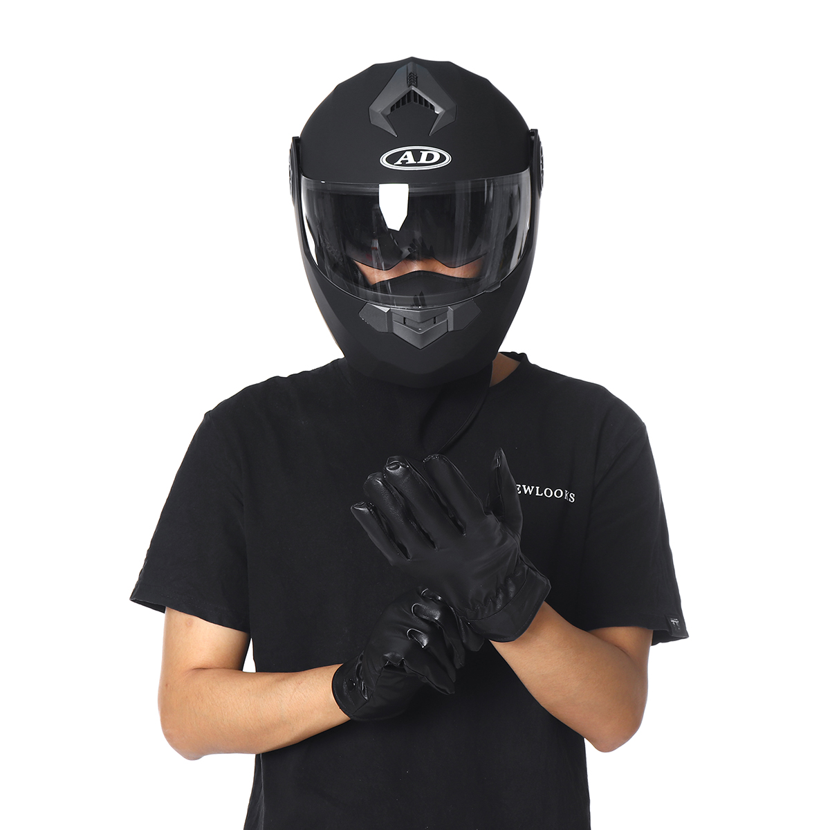 Motorcycle Dual Visor Full Face Helmet With/Without Bluetooth Music Headset Gloves - Auto GoShop