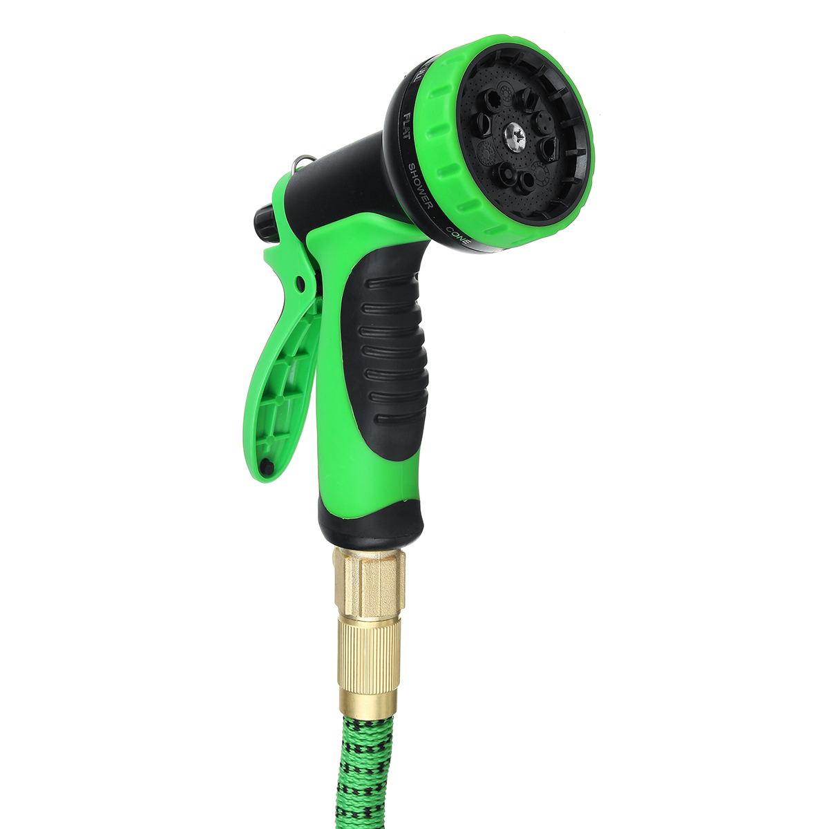 50/75/100FT Upgraded Expandable Garden Water Hose Function Spray Nozzle Green