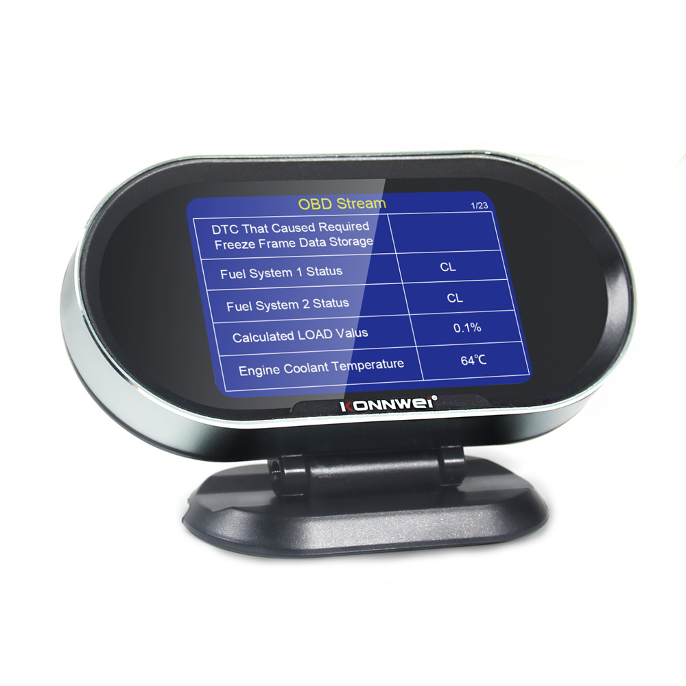 KONNWEI KW206 HUD OBD2 Car Diagnostic Scanner On-Board Computer Gauge DTC Engine Code Reader Voltage Test LCD Screen Built-In Speaker - Auto GoShop