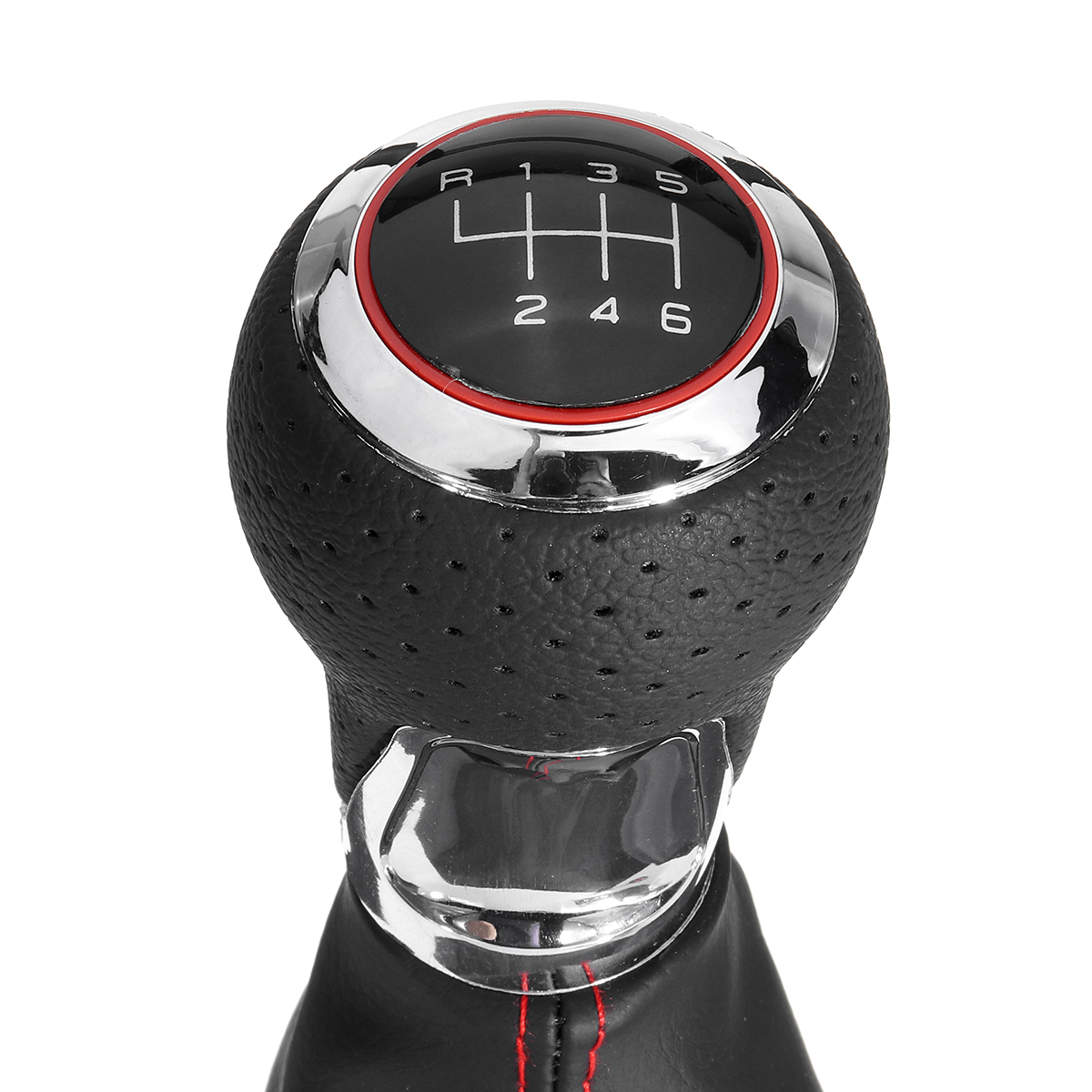 PU Leather 6 Speed Shifter Gear Shift Knob with Boot Cover Handle for Audi A3 S3 8P A4 S4 Q5 - Auto GoShop