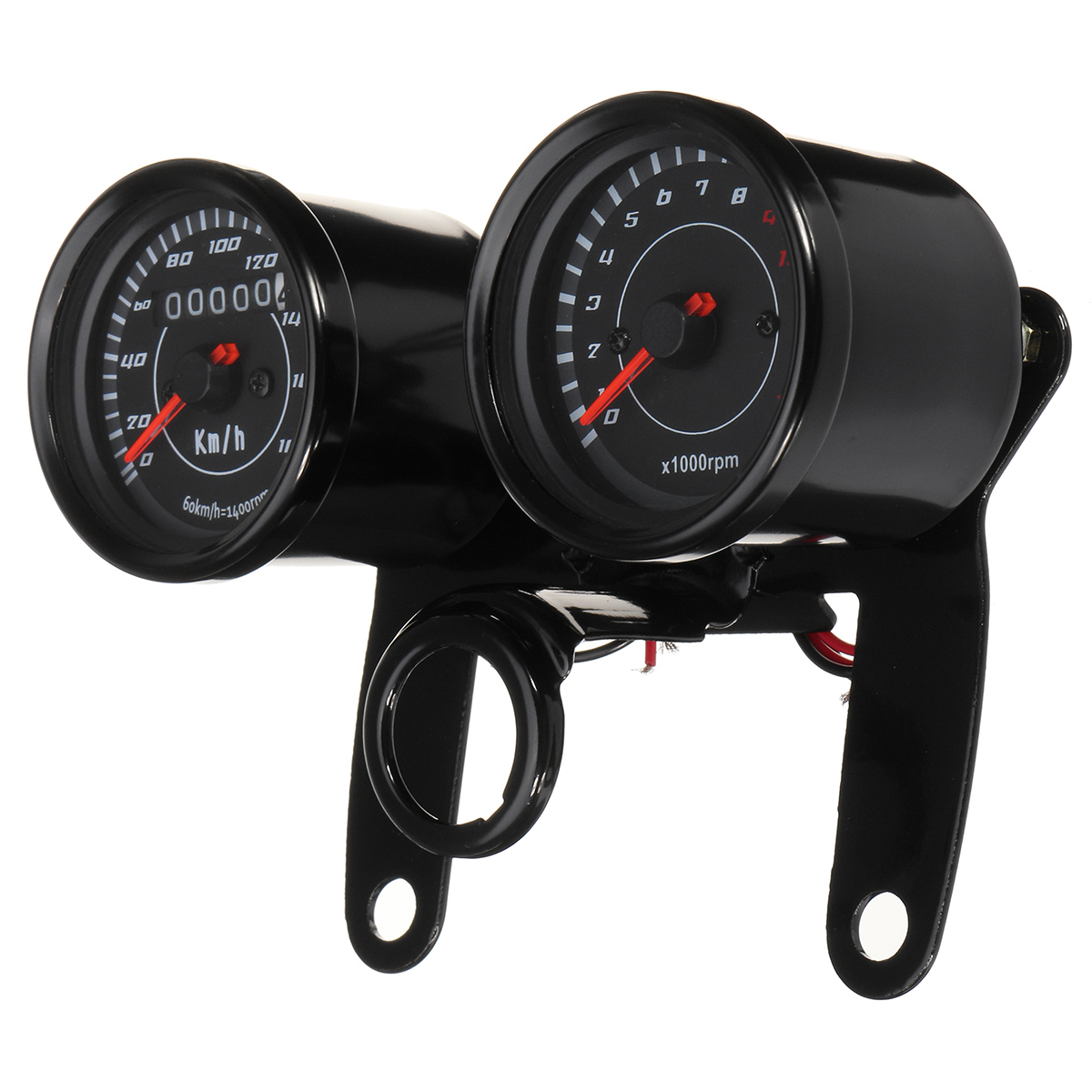 Universal LED Motorcycle Black Tachometer+Odometer Speedometer Gauge W/ Bracket