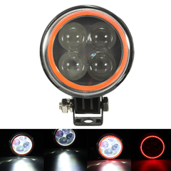 9V-30V 12V round LED Hi/Lo Beam Work Light with RGB Angel Halo Spot Headlight - Auto GoShop