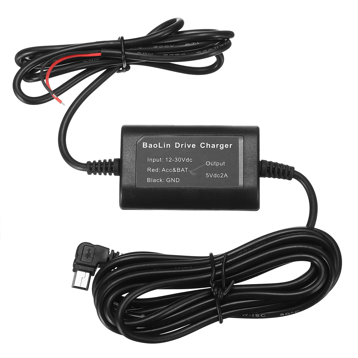 DC 12V-23V to 5V Mini Micro USB Port Car Hard Wire Cable Car Charger Camera Phone GPS Pad - Auto GoShop