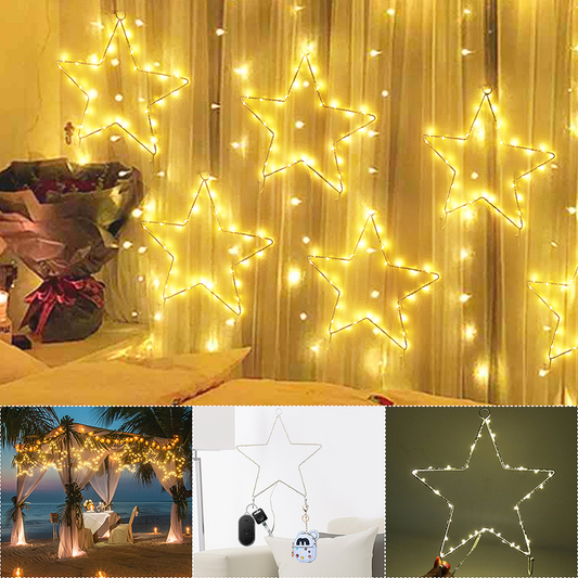 LED 25X25 Shaped Hanging Decorations Lights Illuminative Heart Star Fairy Battery Powered - Auto GoShop