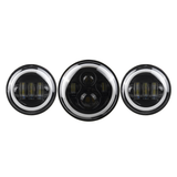 7" LED Projector Headlight + 4.5" Halo Ring Amber Turn Signal Headlamp Fit for Motorcycle Travel
