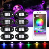 8Pcs RGB LED under Body Lights Rock Lamp Bluetooth Wireless Control for Offroad Truck Boat DC 12V - Auto GoShop
