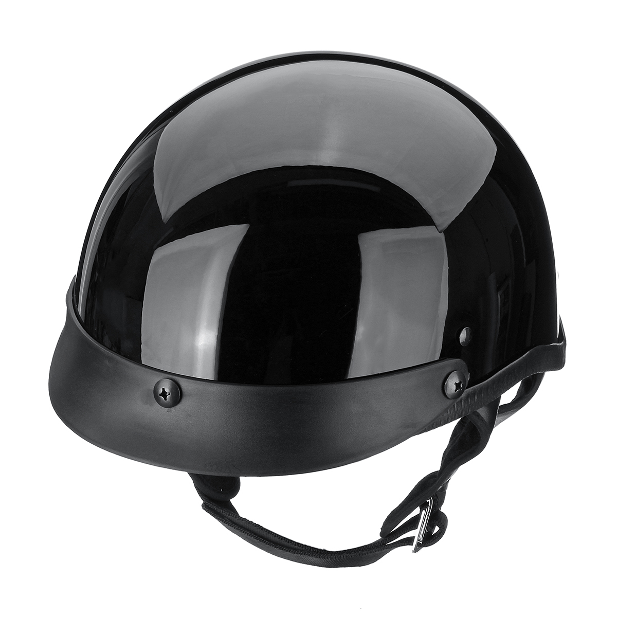 DOT CE Motorcycle Half Face Helmet Chopper Cruiser Scooter ABS Shell M-XXL Black - Auto GoShop