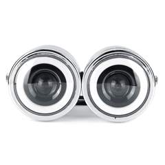 12V Hi/Lo Beam Twin Headlight Motorcycle Double Dual Lamp Street Fighter Naked Dominator Chrome - Auto GoShop