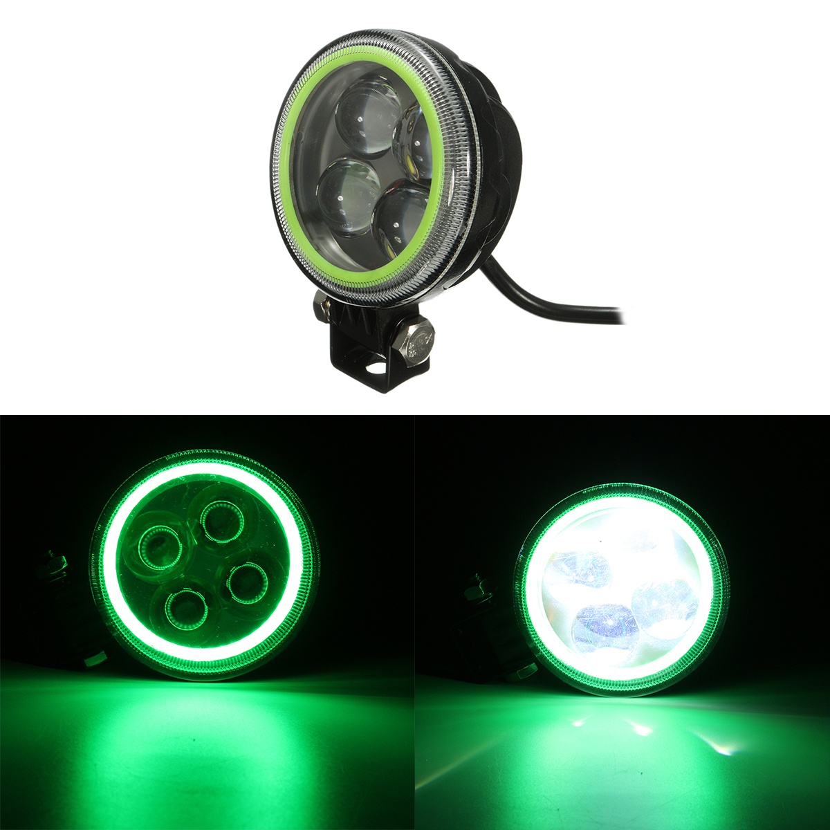 9V-30V 12V round LED Hi/Lo Beam Work Light with RGB Angel Halo Spot Headlight - Auto GoShop