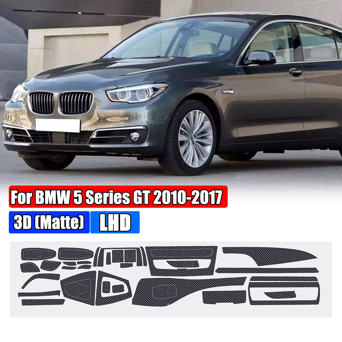 LHD Carbon Fiber Interior Sticker Vinyl for BMW 5 Series GT 2010-2017