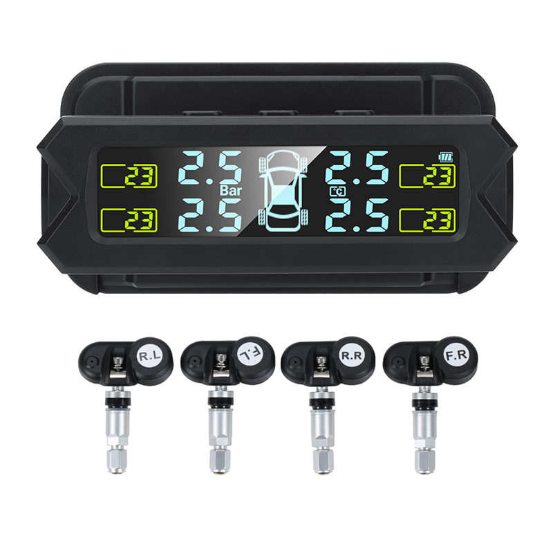 Ty22 Private Mold TPMS Car Tire Monitoring Pressure Display Solar External Tire Pressure Monitoring System Auto Alarm Monitor Solar Power Charging