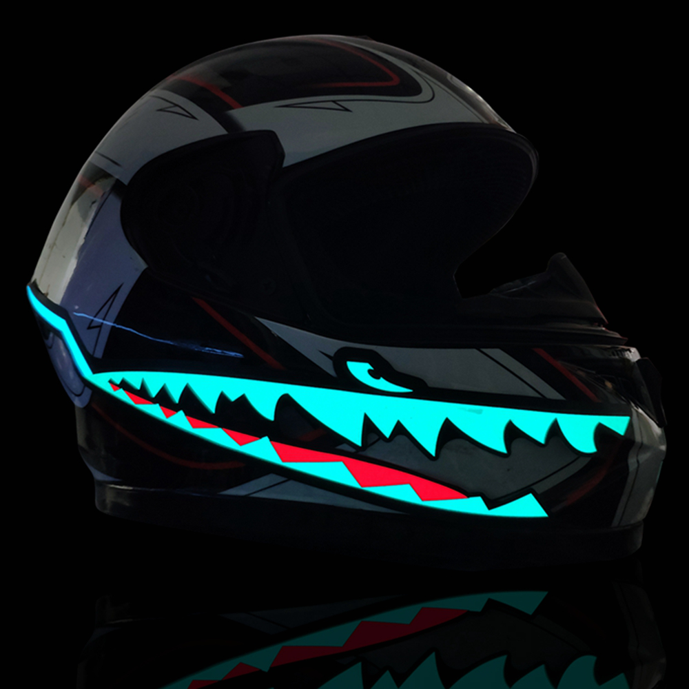 EL LED Motorcycle Helmet Flashing Stripe Shark Mouth Light Strip Bar Night Signal Luminous Durable Waterproof