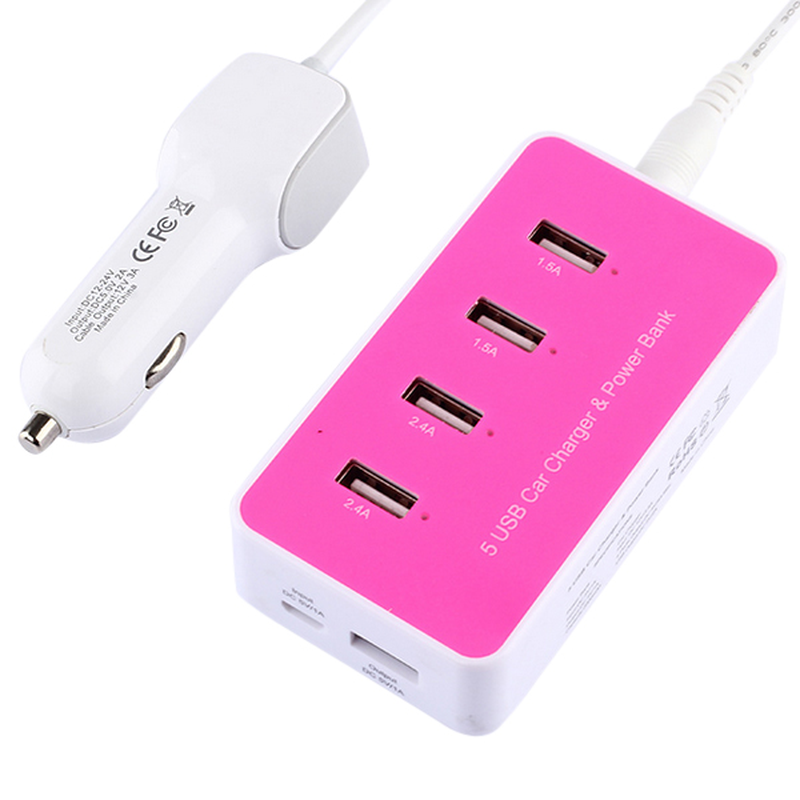 ADS-818 Multifunctional High Power 5 USB Car Charger Power Bank