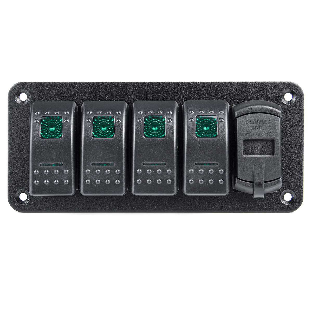 4/5/6 Gang Green Rocker Switch Panel Circuit Breaker LED Waterproof Car Marine