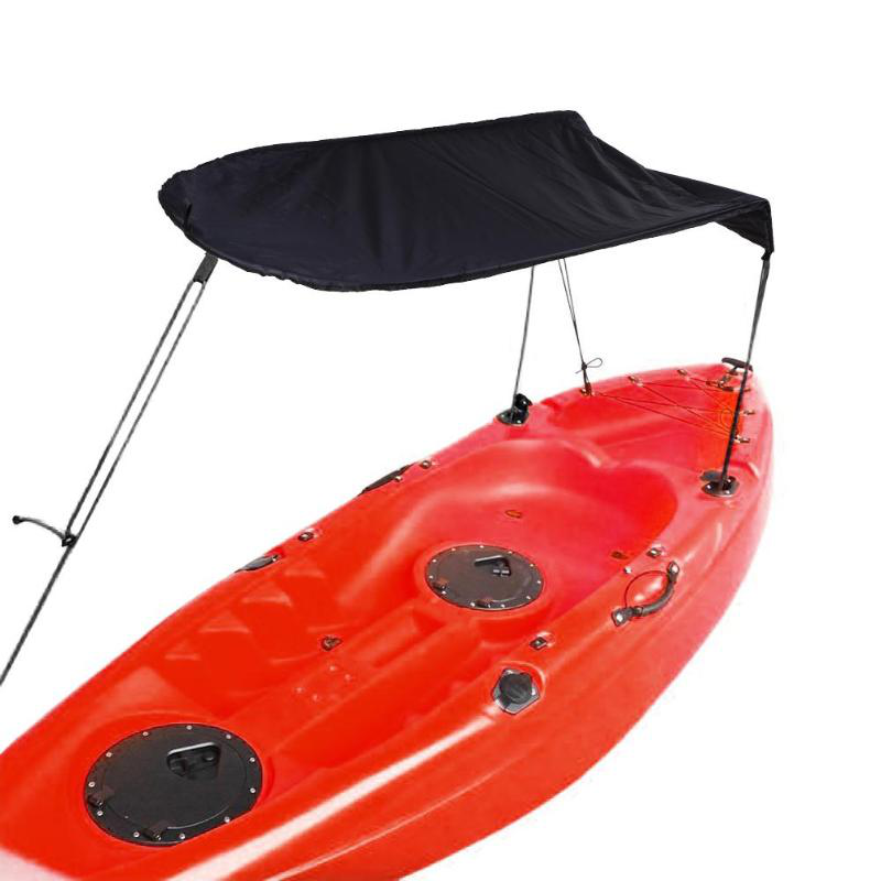 Sun Shade Canopy Waterproof Tarpaulin Black for Kayak Canoe Fishing Rubber Boat - Auto GoShop