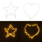LED 25X25 Shaped Hanging Decorations Lights Illuminative Heart Star Fairy Battery Powered - Auto GoShop