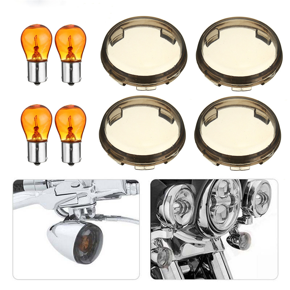 Smoked Lens Turn Signal Lights Cover Bulb for Glide Road