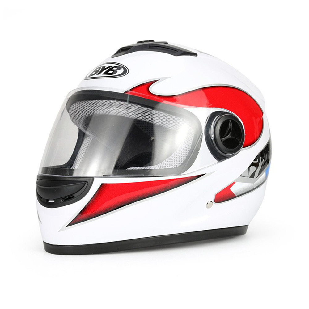 BYB Motorcycle Full Face Helmet HD Anti-Fog Lens Breathable Unisex Universal with Neck Protection - Auto GoShop