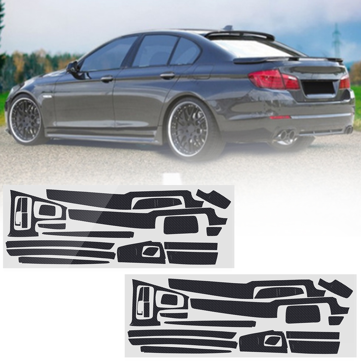 Carbon Fiber Pattern Car Interior Dashboard Sticker Wrap Decoration for BMW 5-Series F10 F18 2011-17