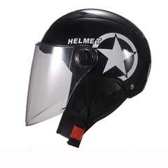 BYB Motorcycle Scooter Half Face Helmet with Transparent Lens Breathable Unisex