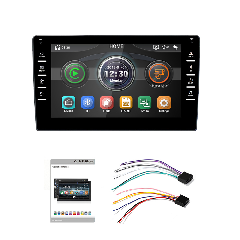 8001-S 9 Inch 1 Din Car MP5 Player Stereo Radio FM Bluetooth HD 2.5D 8 Inch Touch Screen Car Play Mirror Link Rear Camera Input